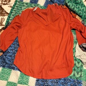 Women's V-Neck Top - Orange